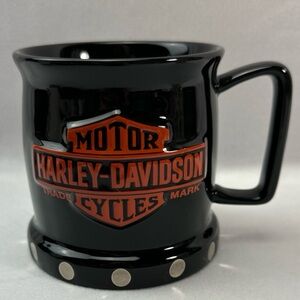 Harley-Davidson Black Mug with Orange 3D Embossed Logo Coffee Tea Cup